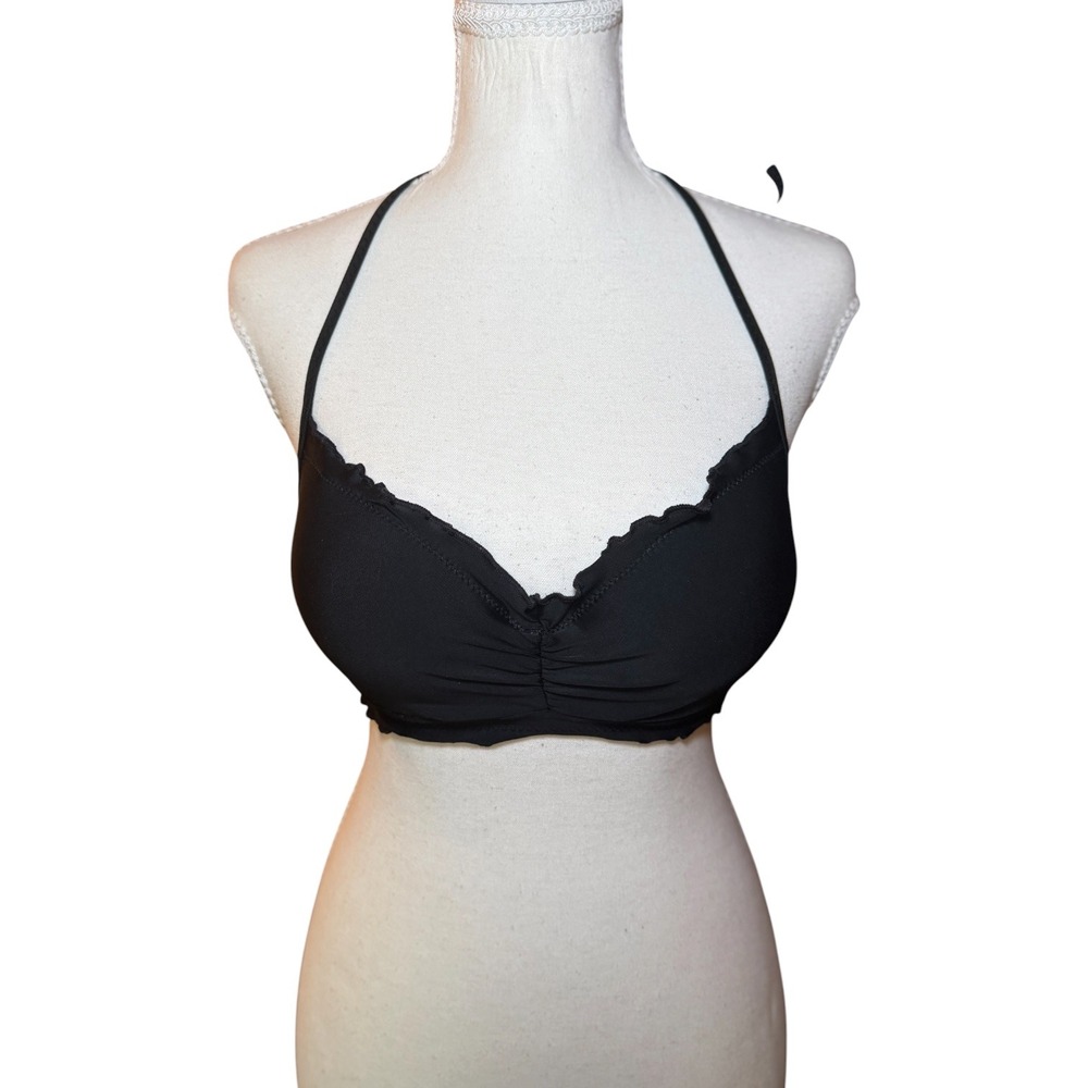 Bikini Nation Black Push-Up Bikini Top Halter Padded Women's Medium